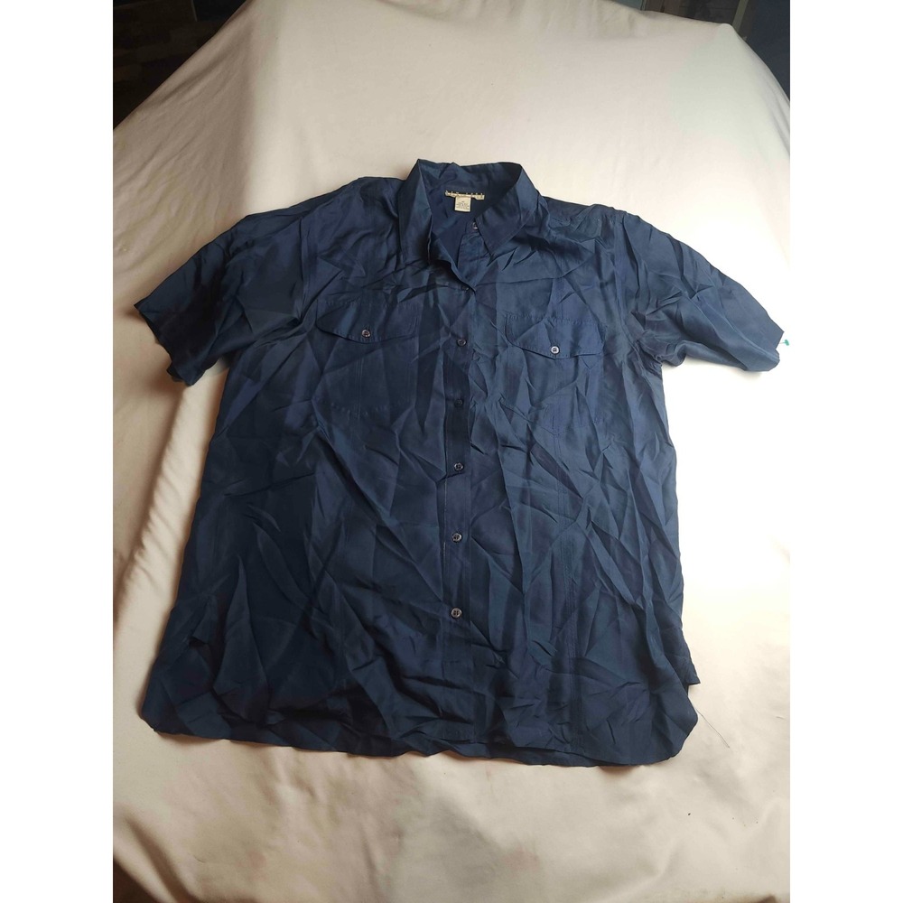 Vintage 90s New York Studio Silk Button Up Womens M Quiet Luxury Short Sleeve